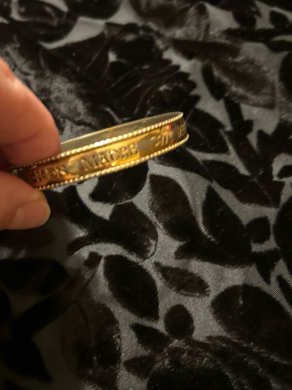 Gold-tone Engraved Sentiment Bangle Bracelet - Picture 2 of 3